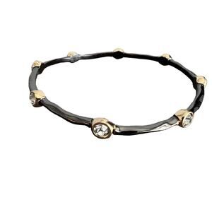 Stella & Dot Gunmetal and Gold Jewel Studded Harlow Bangle Bracelet